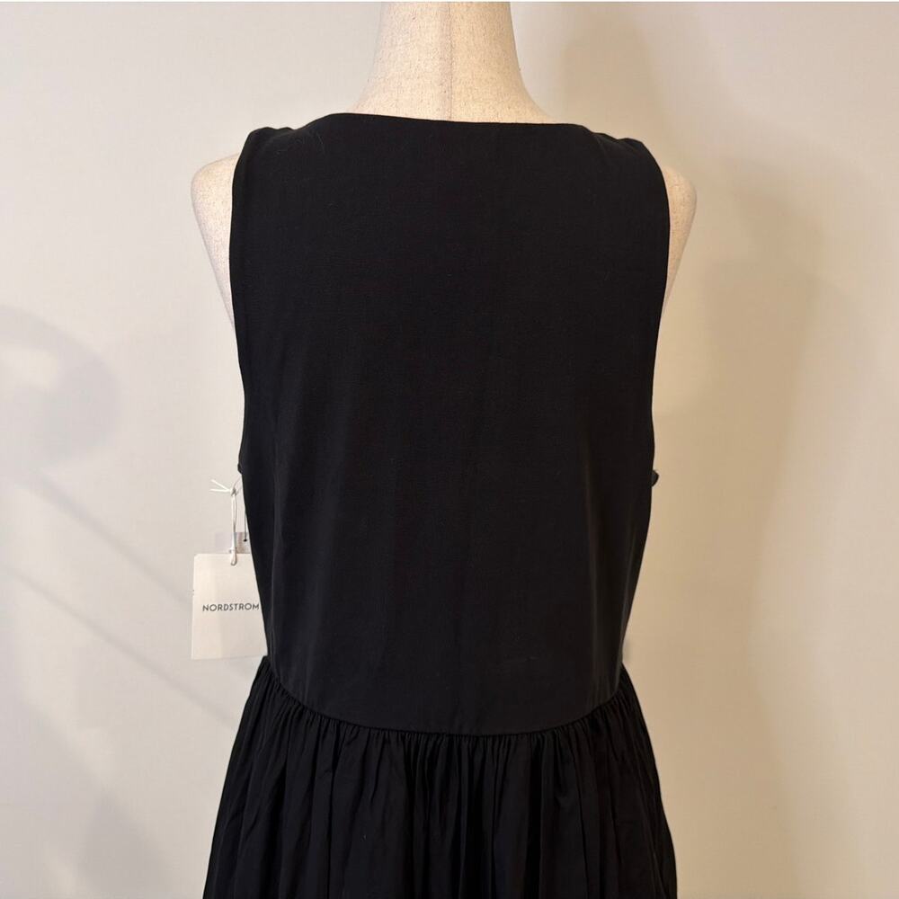 NWT Nordstrom Embroidered Sleeveless Mixed Media Dress Black Size Large - Picture 6 of 9